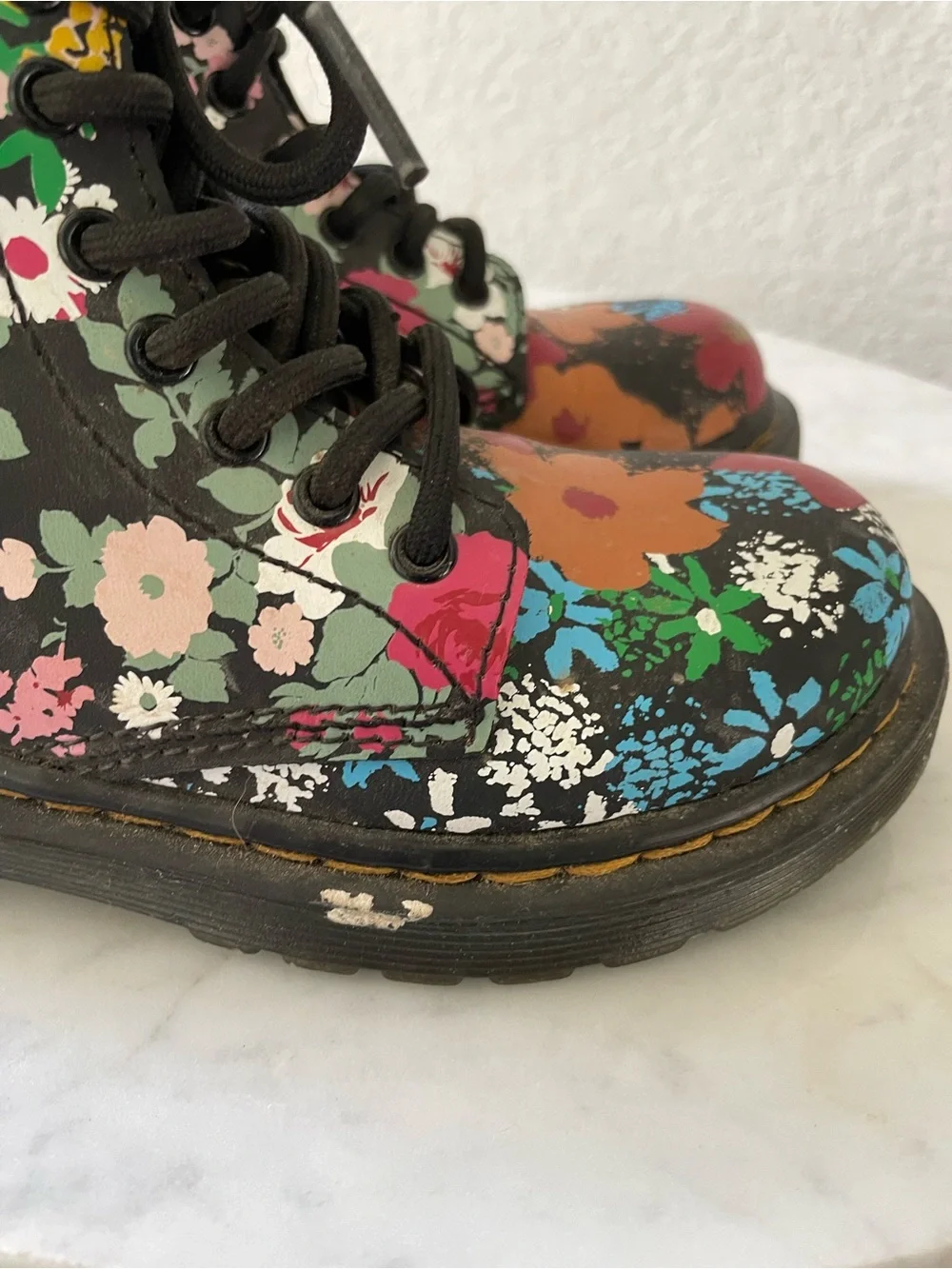 Dr Martens YOUTH 1460 FLORAL MASH UP LEATHER LACE UP BOOTS Size 12